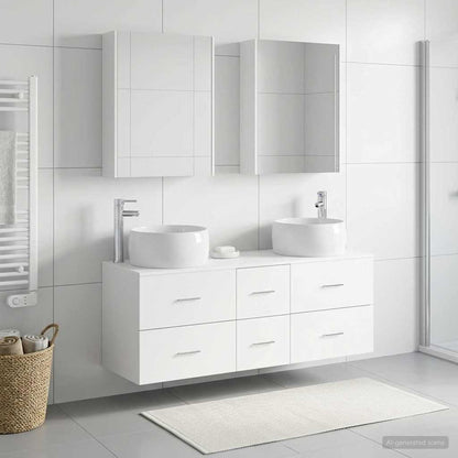 Bathroom Furniture Set 5 pcs White Engineered Wood and Glass