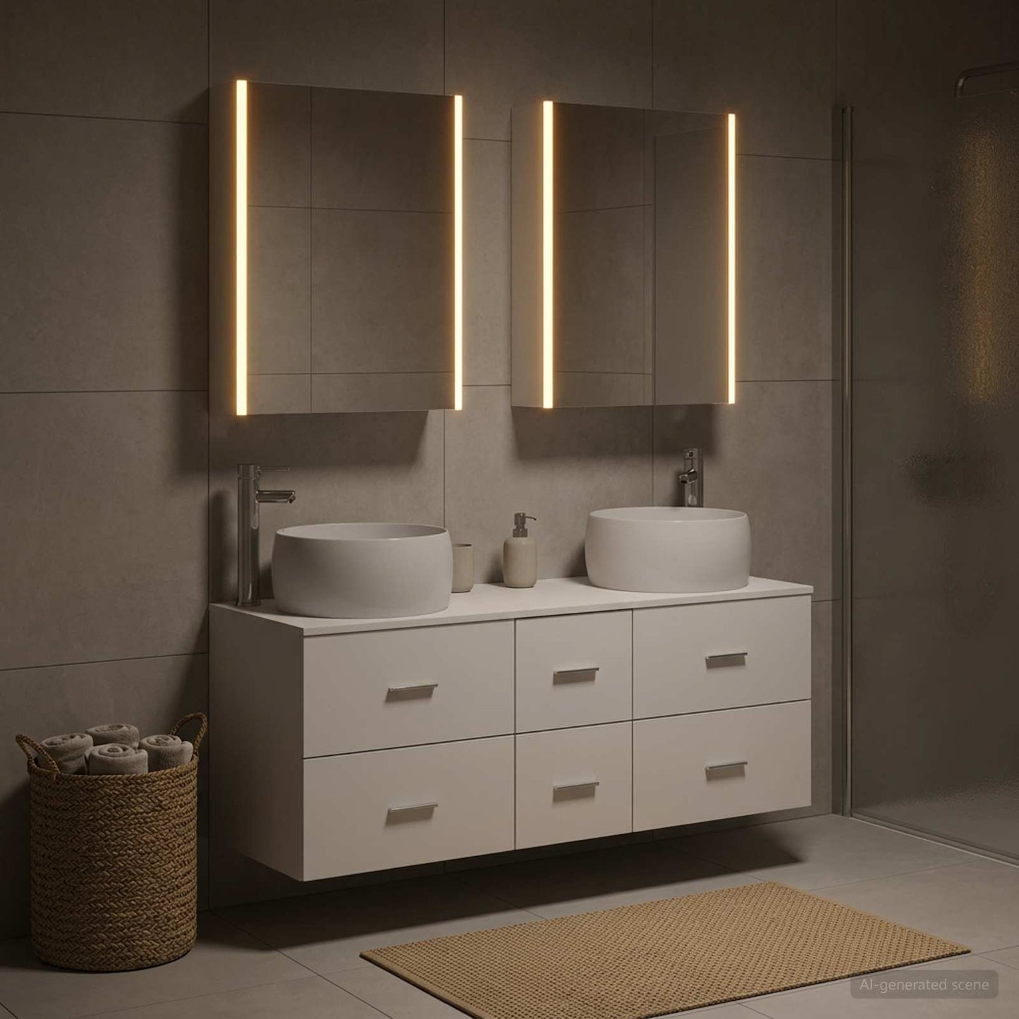 Bathroom Furniture Set 5 pcs White Engineered Wood and Glass