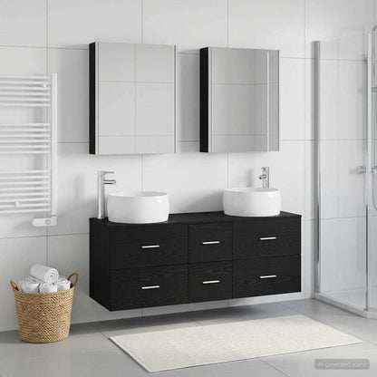 Bathroom Furniture Set 5 pcs Black Oak