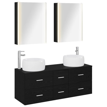 Bathroom Furniture Set 5 pcs Black Oak