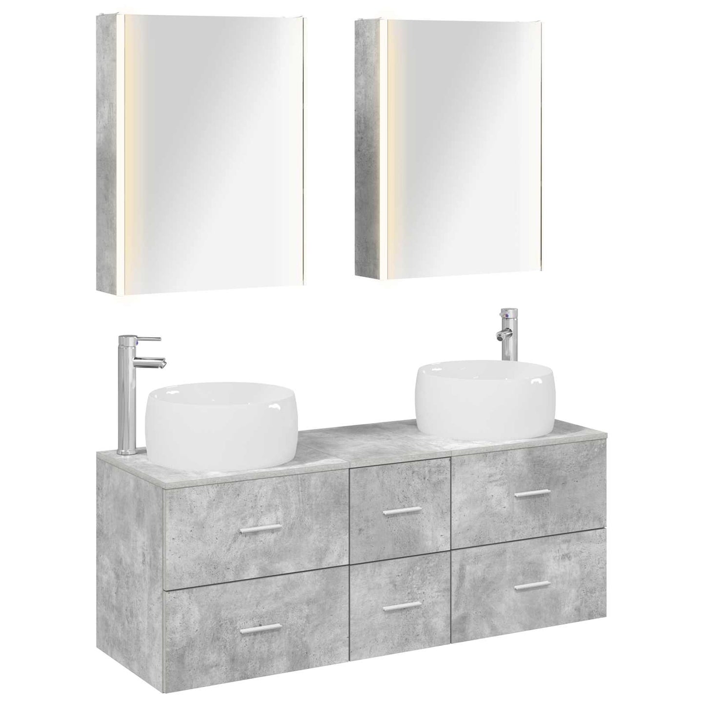Bathroom Furniture Set 5 pcs Concrete Grey