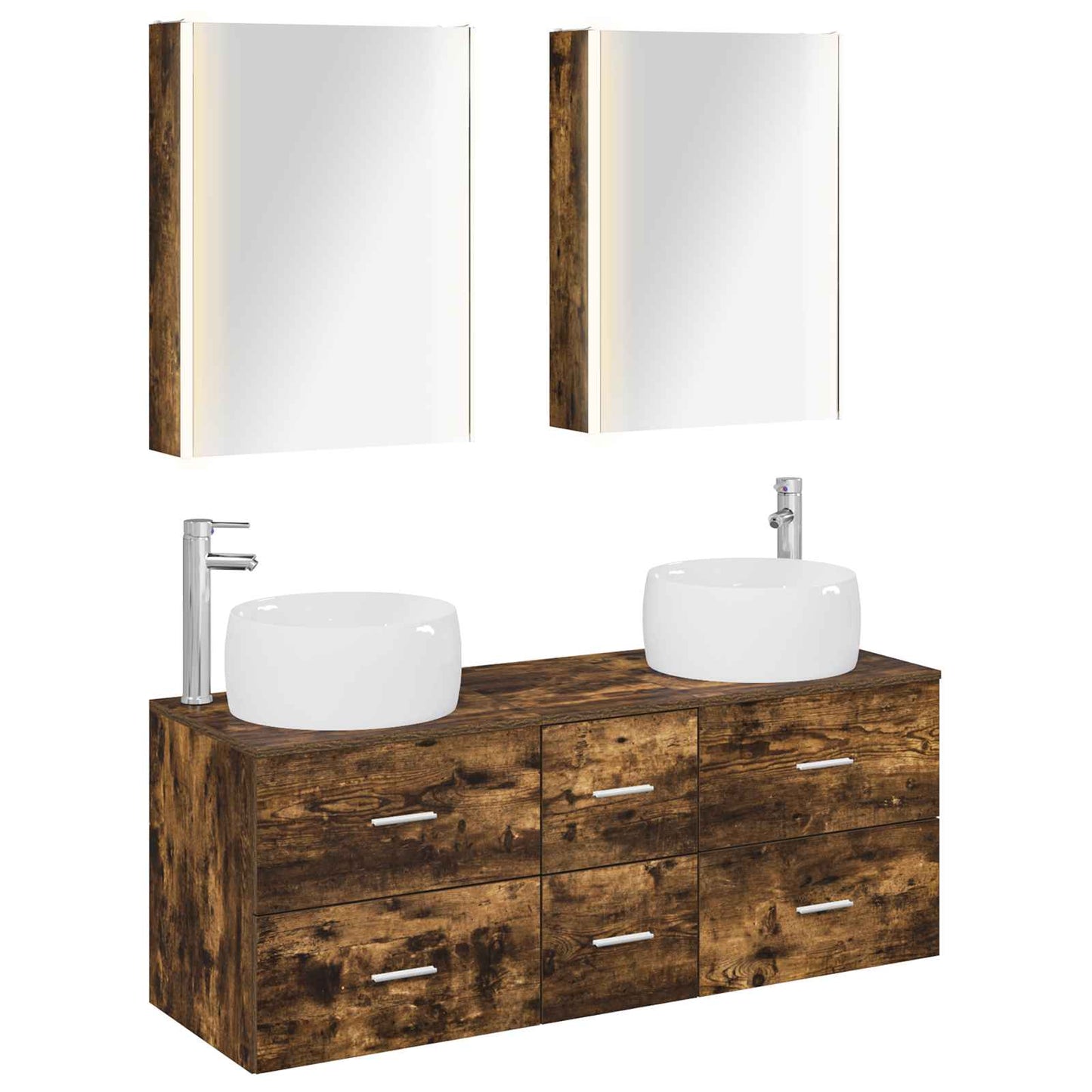 Bathroom Furniture Set 5 pcs Smoked Oak