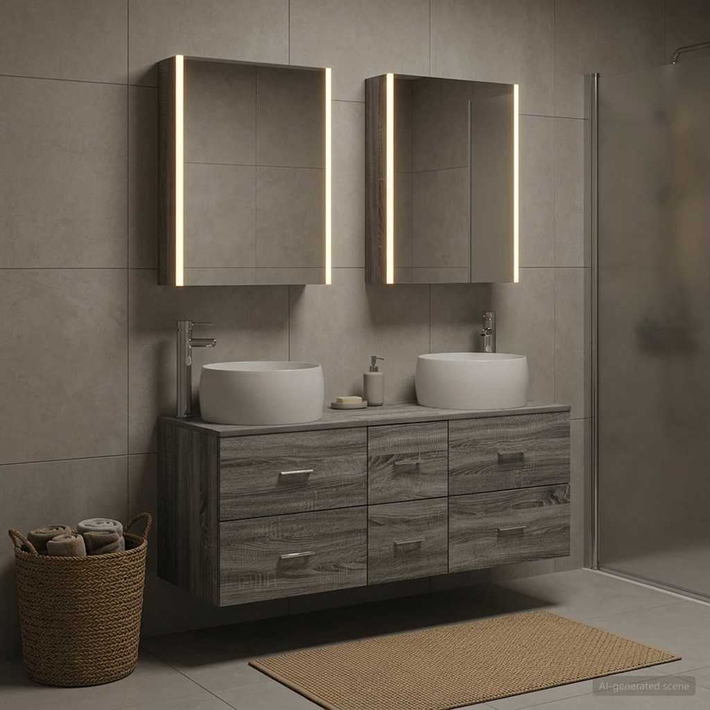 Bathroom Furniture Set 5 pcs Grey Sonoma