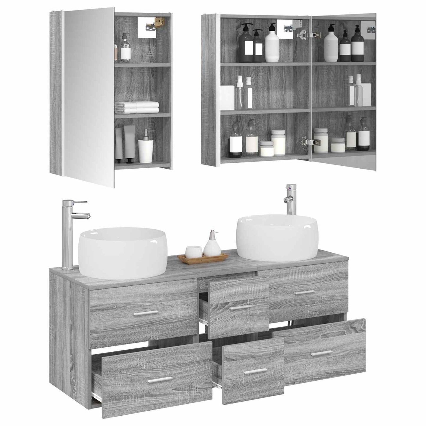 Bathroom Furniture Set 5 pcs Grey Sonoma