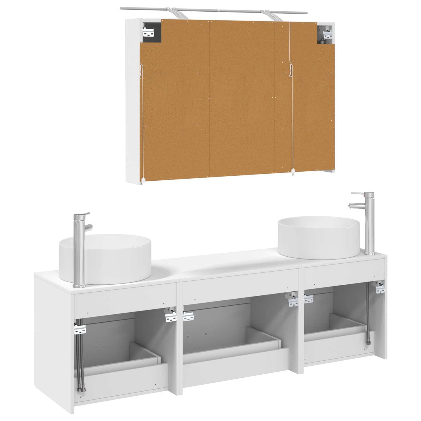 Bathroom Furniture Set 4 pcs White Engineered Wood and Glass