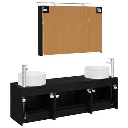 Bathroom Furniture Set 4 pcs Black Oak