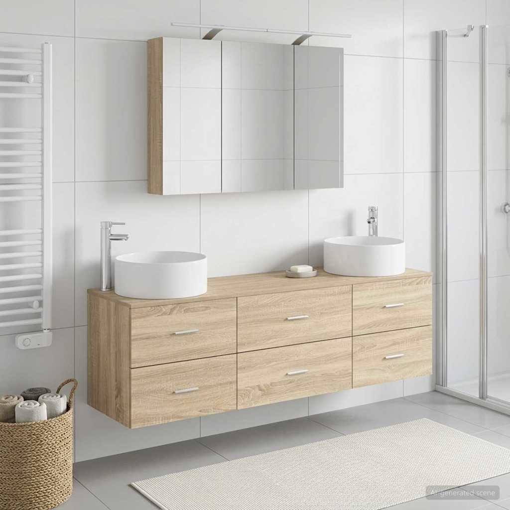 Bathroom Furniture Set 4 pcs Sonoma Oak