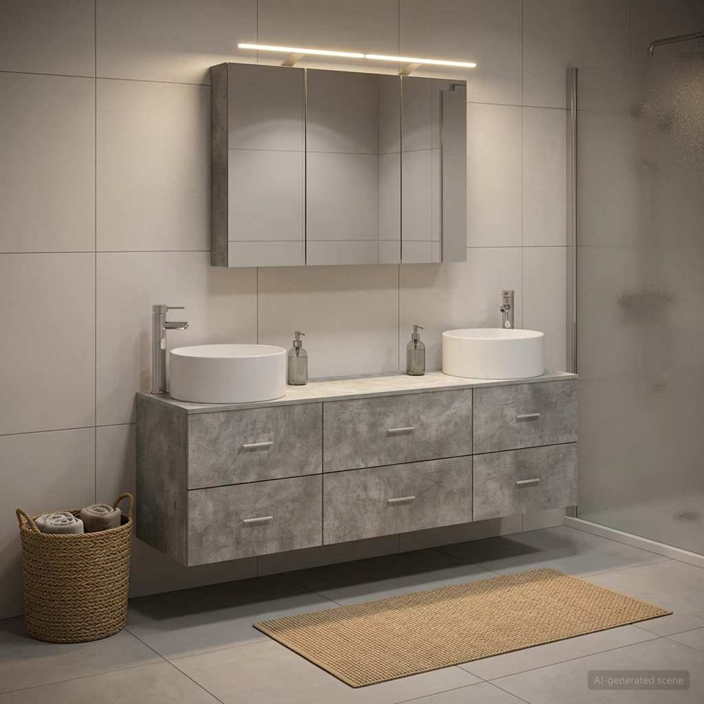 Bathroom Furniture Set 4 pcs Concrete Grey