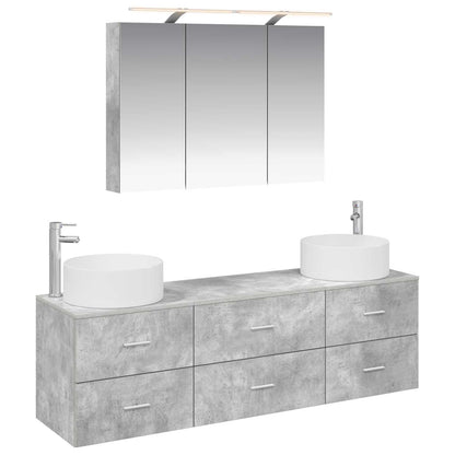 Bathroom Furniture Set 4 pcs Concrete Grey