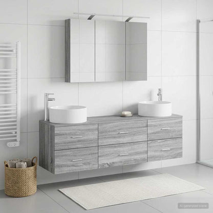 Bathroom Furniture Set 4 pcs Grey Sonoma