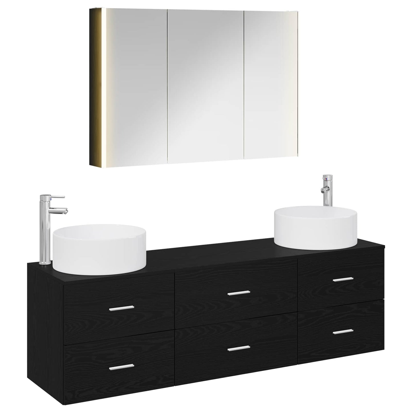 Bathroom Furniture Set 4 pcs Black Oak