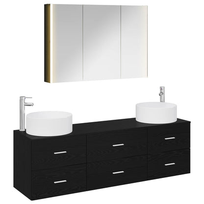 Bathroom Furniture Set 4 pcs Black Oak