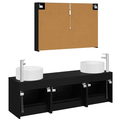 Bathroom Furniture Set 4 pcs Black Oak