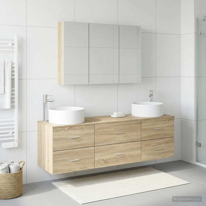 Bathroom Furniture Set 4 pcs Sonoma Oak