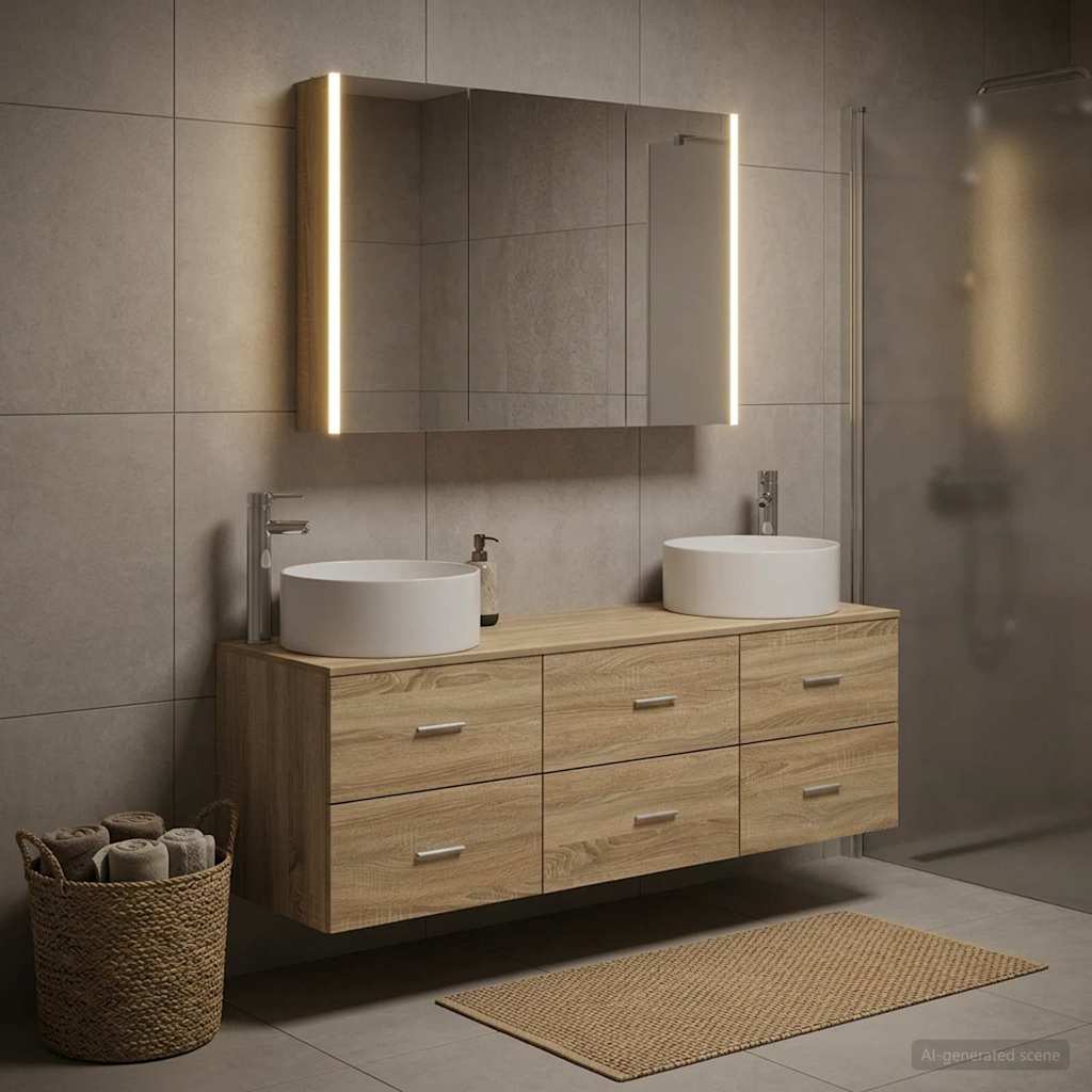 Bathroom Furniture Set 4 pcs Sonoma Oak