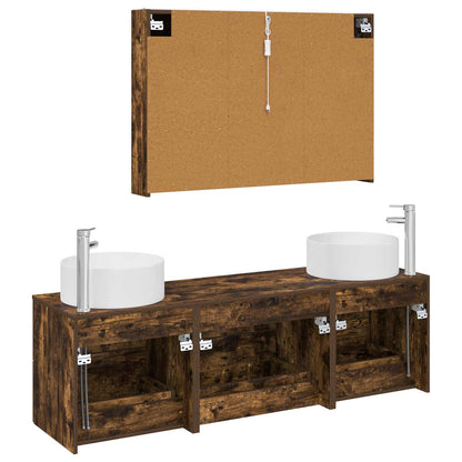 Bathroom Furniture Set 4 pcs Smoked Oak