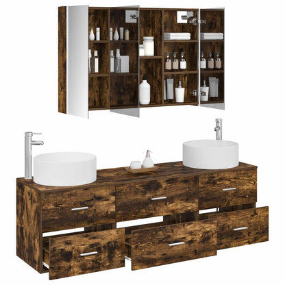 Bathroom Furniture Set 4 pcs Smoked Oak