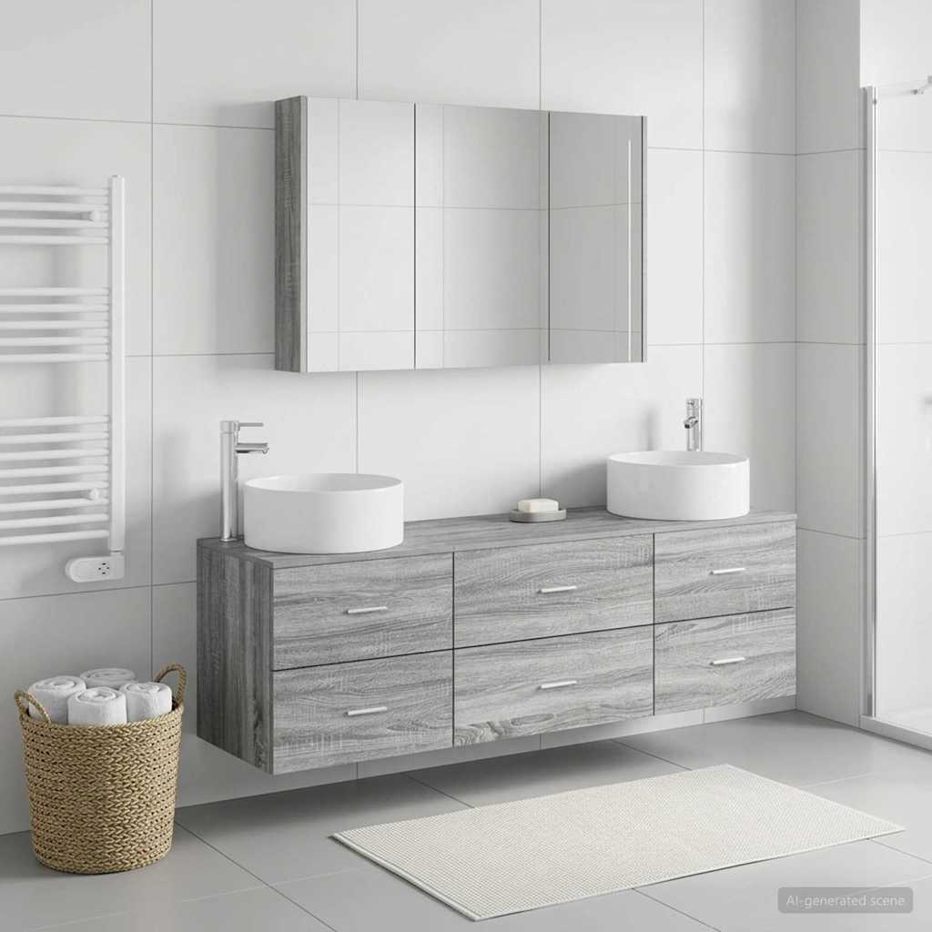 Bathroom Furniture Set 4 pcs Grey Sonoma
