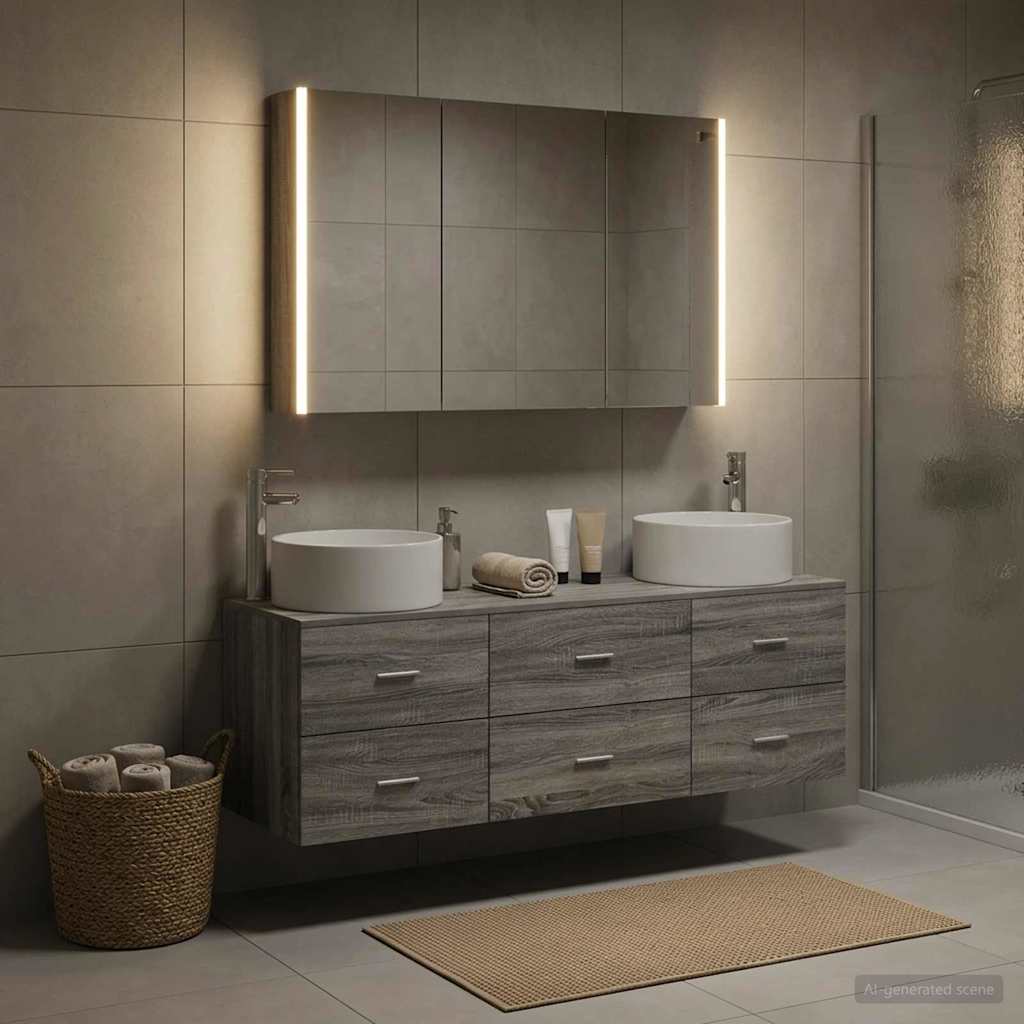 Bathroom Furniture Set 4 pcs Grey Sonoma