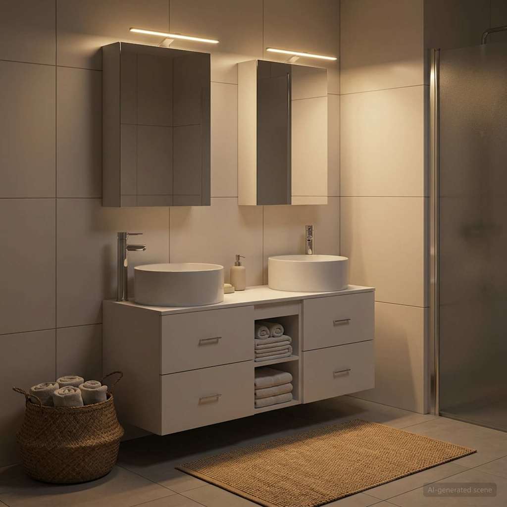 Bathroom Furniture Set 5 pcs White Engineered Wood and Glass