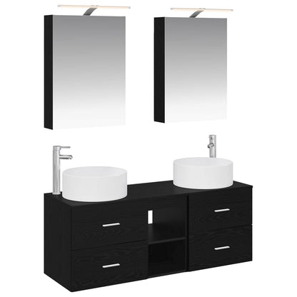 Bathroom Furniture Set 5 pcs Black Oak