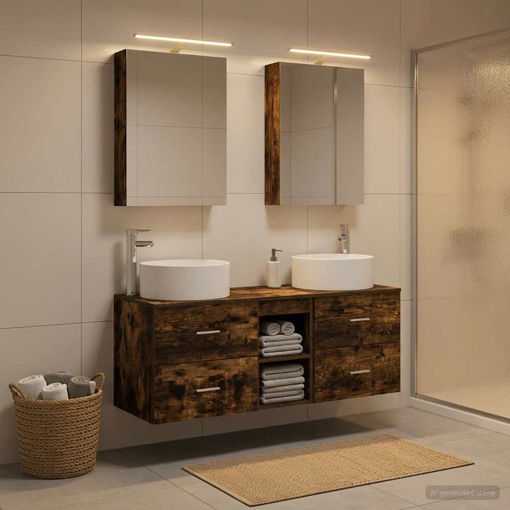 Bathroom Furniture Set 5 pcs Smoked Oak