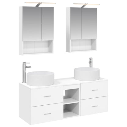 Bathroom Furniture Set 5 pcs White Engineered Wood and Glass