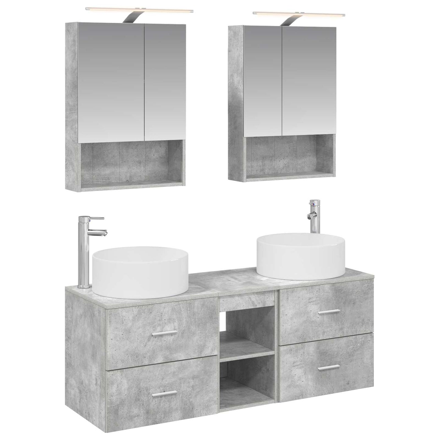 Bathroom Furniture Set 5 pcs Concrete Grey