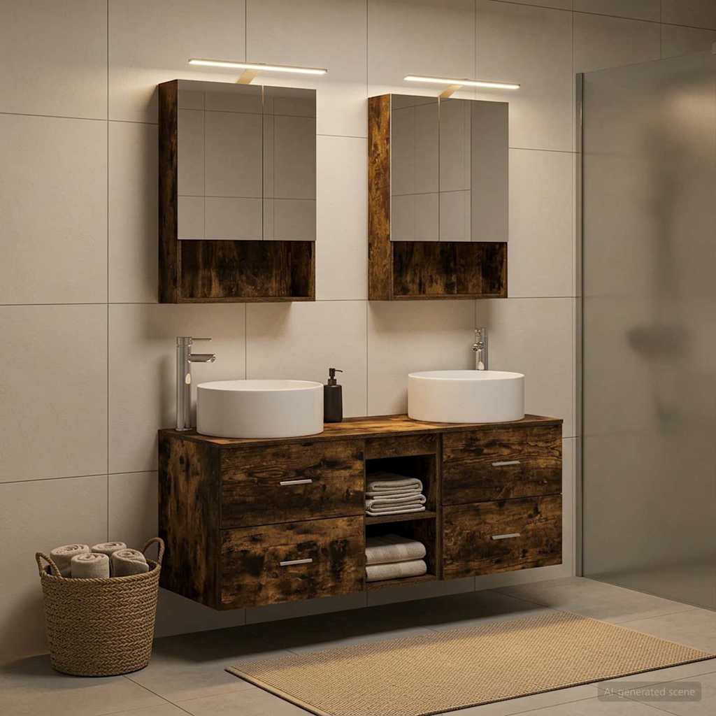 Bathroom Furniture Set 5 pcs Smoked Oak