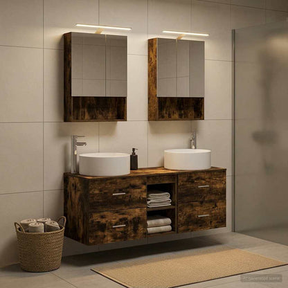 Bathroom Furniture Set 5 pcs Smoked Oak