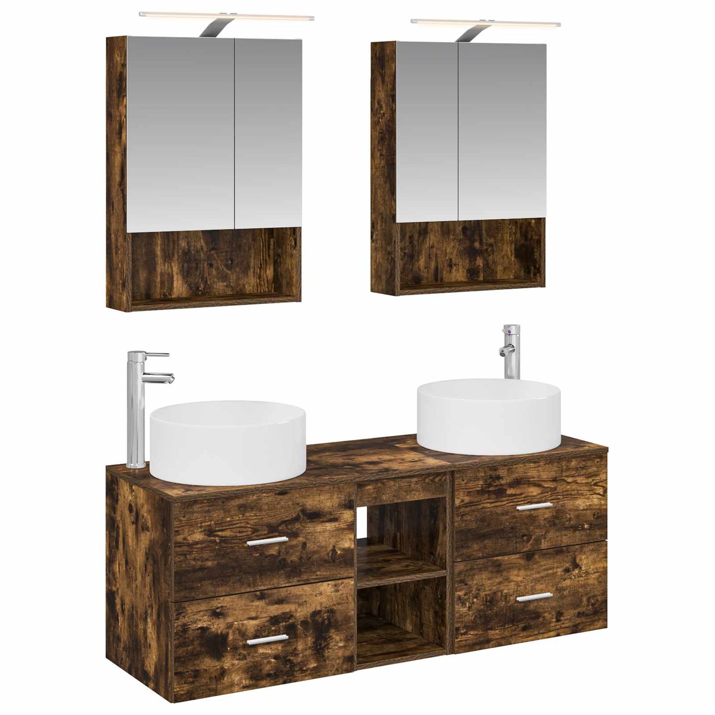 Bathroom Furniture Set 5 pcs Smoked Oak