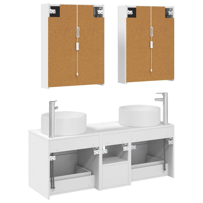 Bathroom Furniture Set 5 pcs White Engineered Wood and Glass