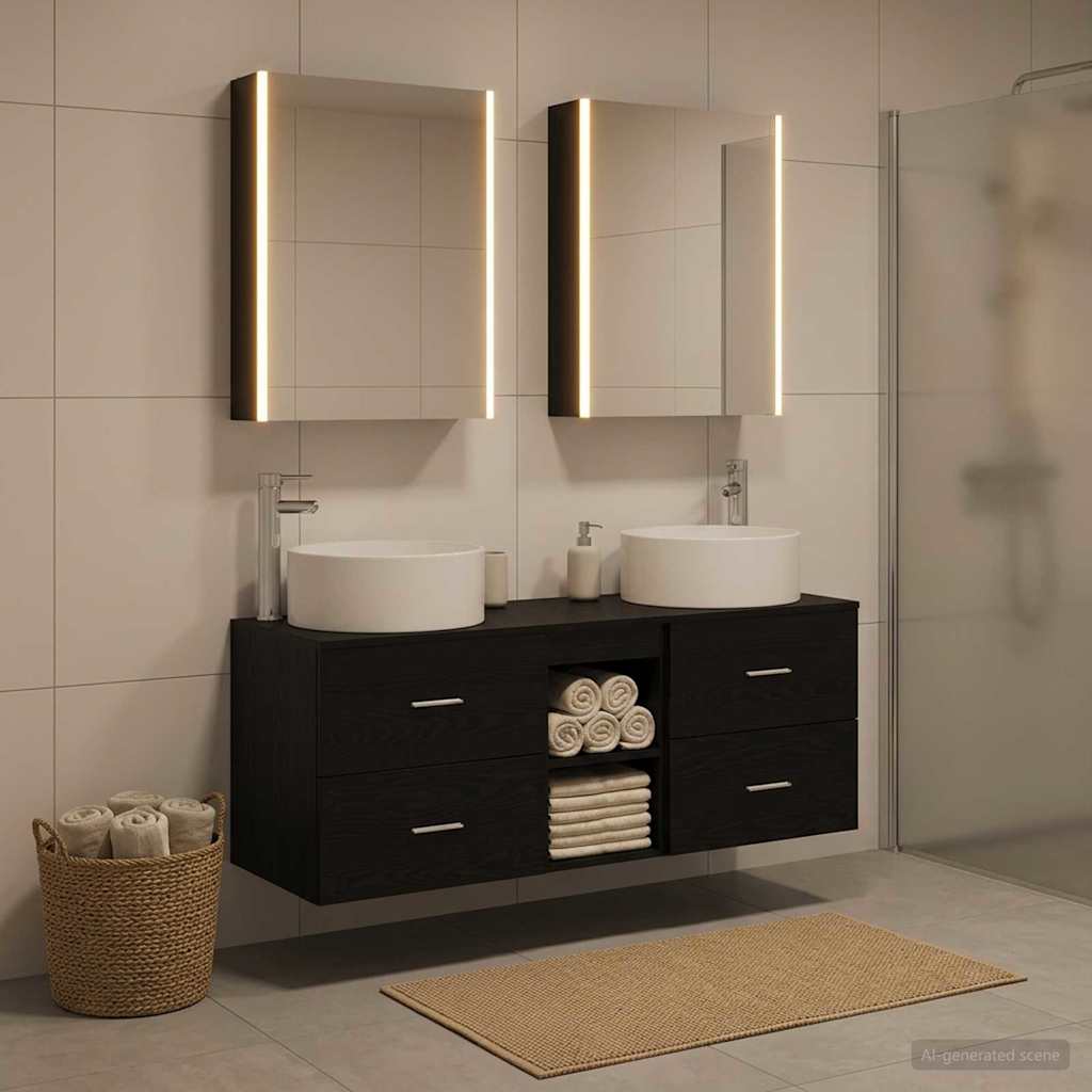 Bathroom Furniture Set 5 pcs Black Oak