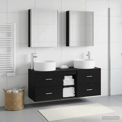 Bathroom Furniture Set 5 pcs Black Oak