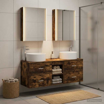 Bathroom Furniture Set 5 pcs Smoked Oak