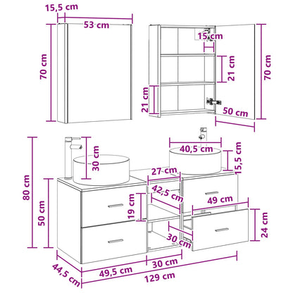 Bathroom Furniture Set 5 pcs Smoked Oak