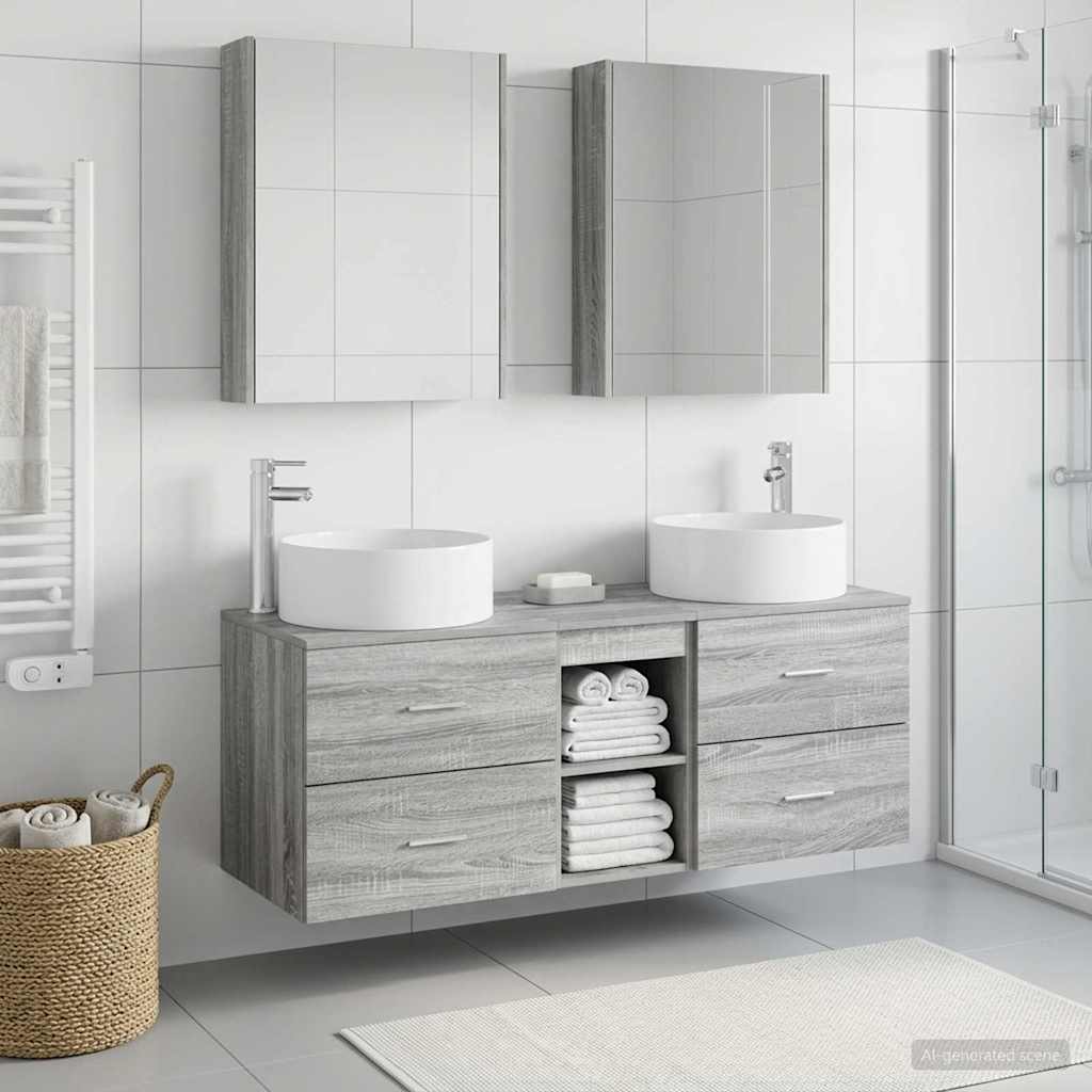 Bathroom Furniture Set 5 pcs Grey Sonoma
