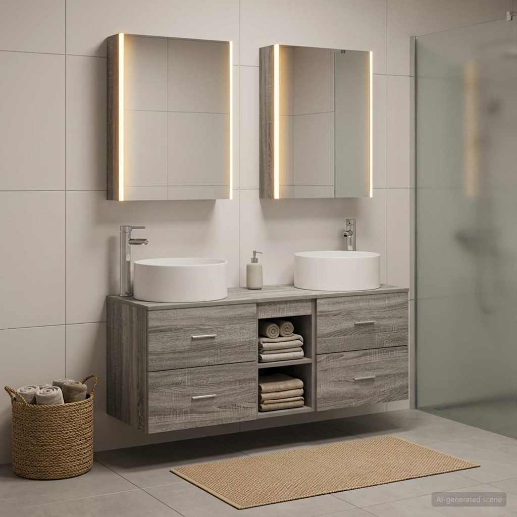 Bathroom Furniture Set 5 pcs Grey Sonoma