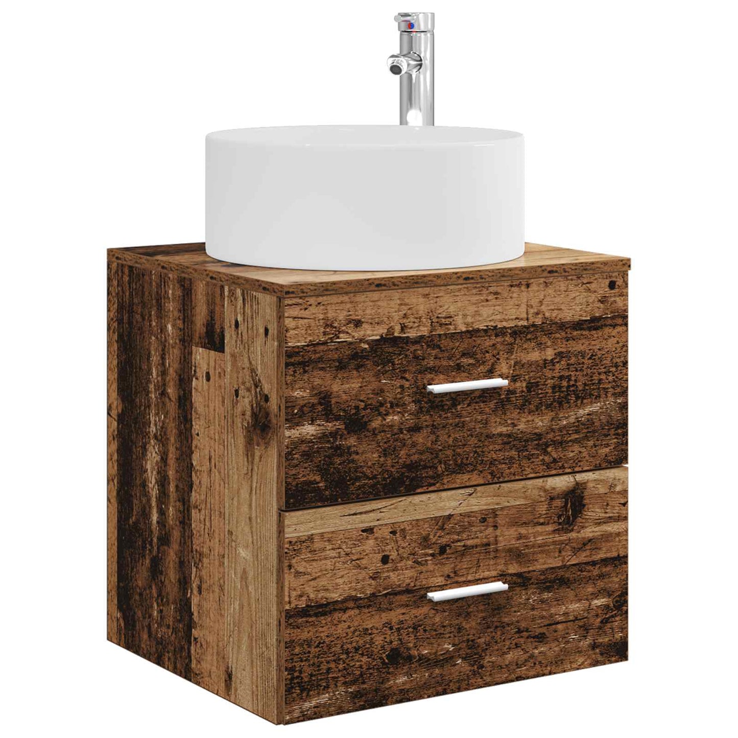 Bathroom Furniture Set 5 pcs Old Wood Engineered Wood and Glass