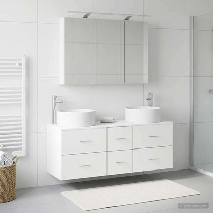 Bathroom Furniture Set 4 pcs White Engineered Wood and Glass