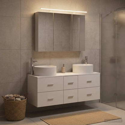 Bathroom Furniture Set 4 pcs White Engineered Wood and Glass