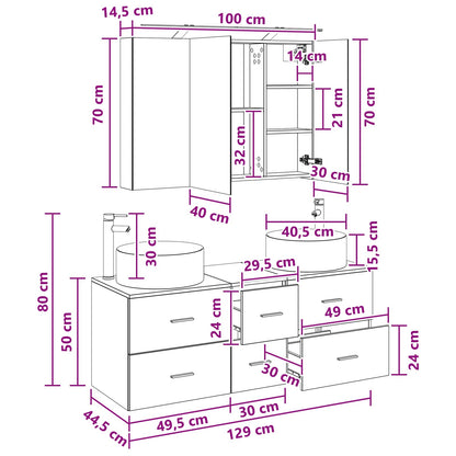 Bathroom Furniture Set 4 pcs Black Oak