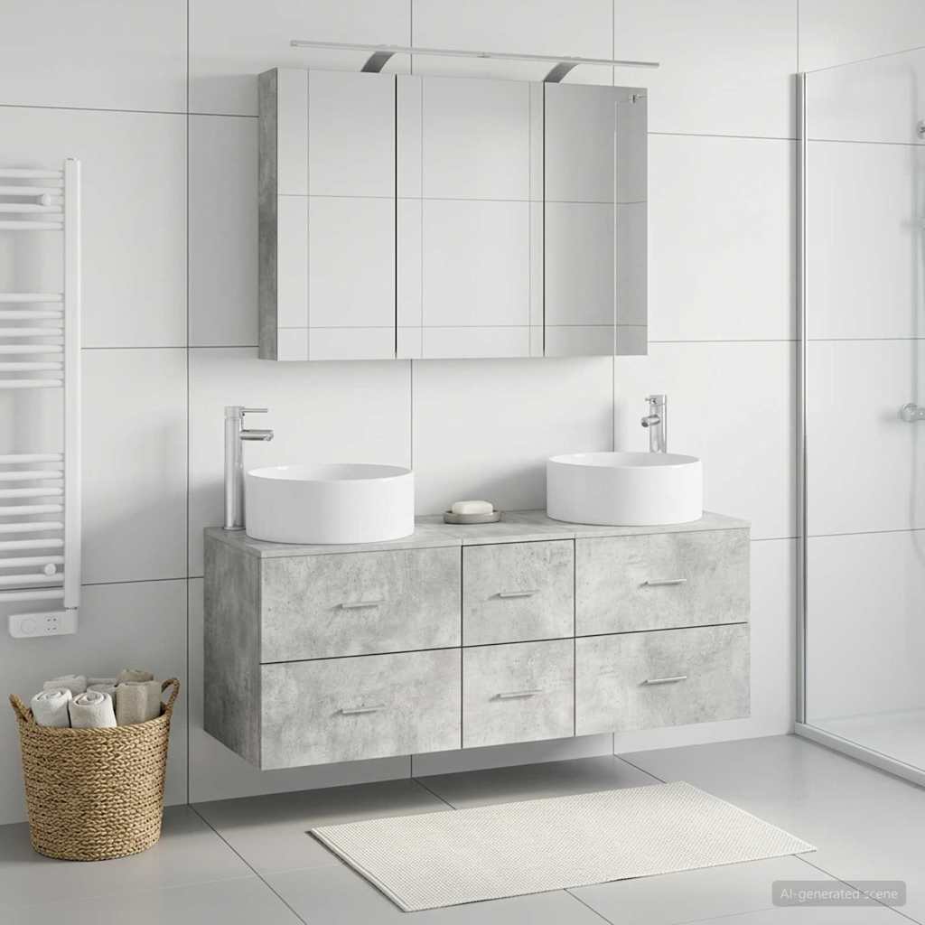 Bathroom Furniture Set 4 pcs Concrete Grey