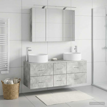 Bathroom Furniture Set 4 pcs Concrete Grey
