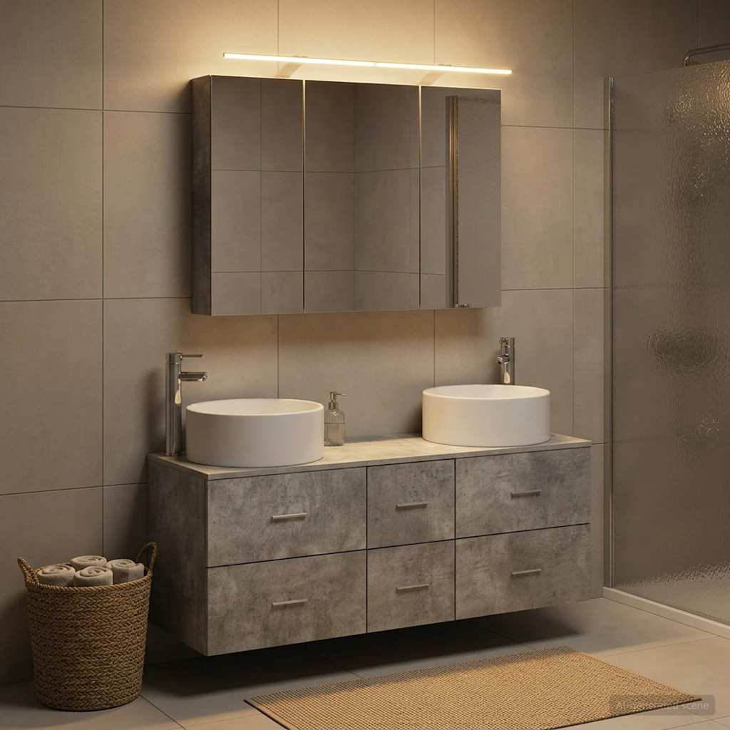 Bathroom Furniture Set 4 pcs Concrete Grey