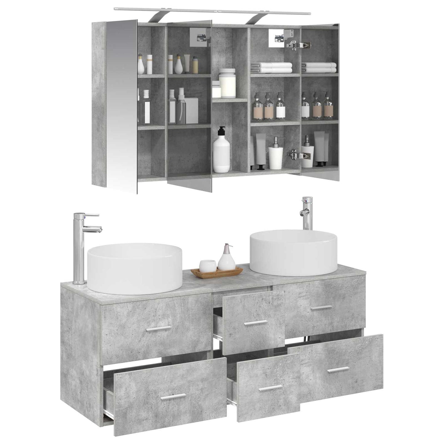 Bathroom Furniture Set 4 pcs Concrete Grey