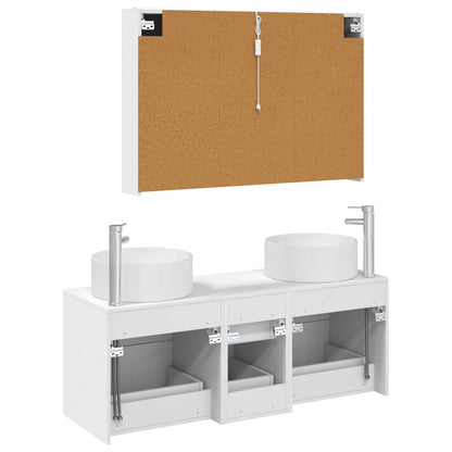 Bathroom Furniture Set 4 pcs White Engineered Wood and Glass