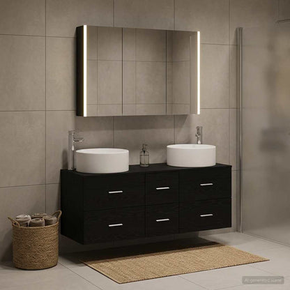 Bathroom Furniture Set 4 pcs Black Oak