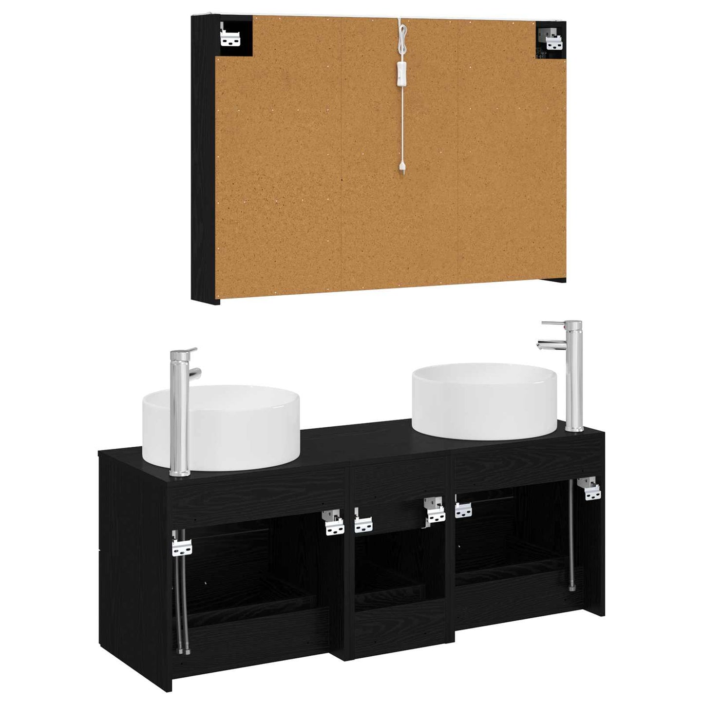 Bathroom Furniture Set 4 pcs Black Oak