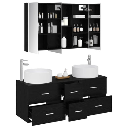 Bathroom Furniture Set 4 pcs Black Oak